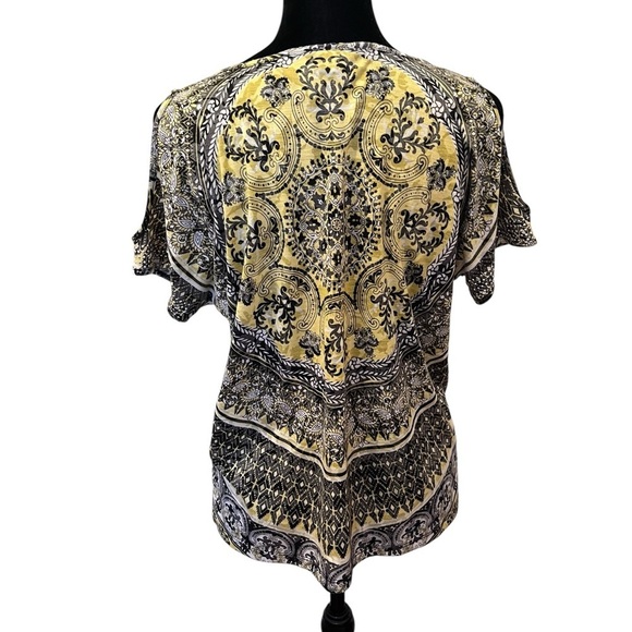 Y2K International Concepts Yellow & Black Bling Top boho hippie eclectic 70s 90s - Picture 4 of 10